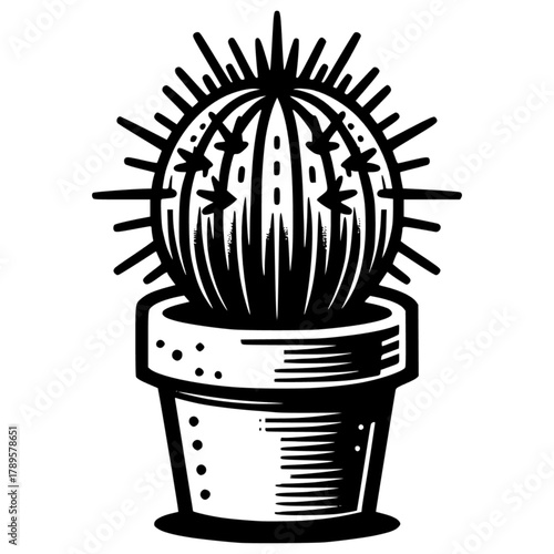 Cactus in pot vector icon with transparent background 