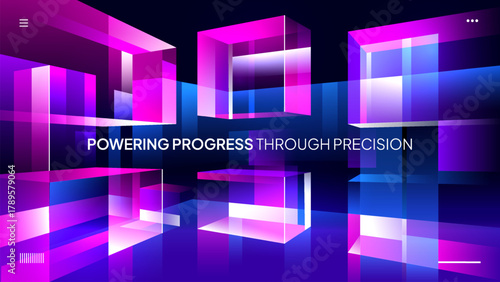 Empowering Progress with Precision - Neon Abstract 3D Tech Background