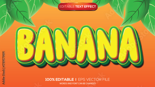 3d text effect illustration banana theme