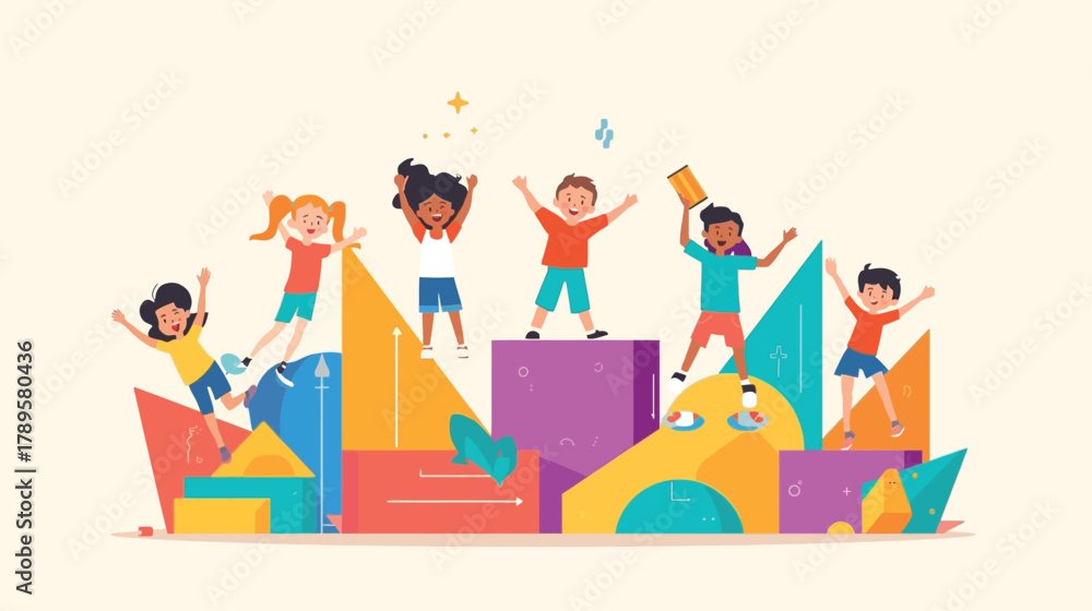 Fototapeta premium children playing and jumping