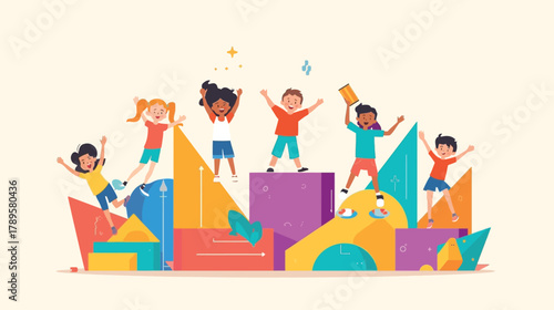 children playing and jumping