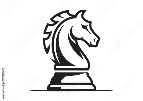 Chess knight line art vector