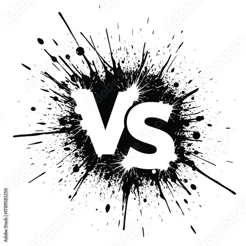 Versus symbol with black ink splash