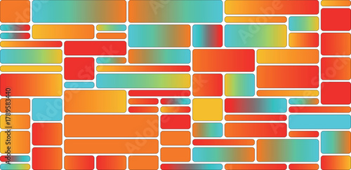 Abstract mosaic of rounded rectangles in vibrant gradient colors