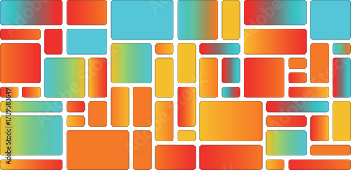 Abstract mosaic of rounded rectangles and squares with gradient colors