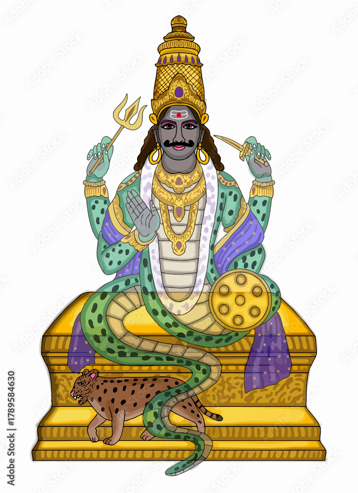 Obraz premium hand drawn digital art of lord rahuin indian astrology