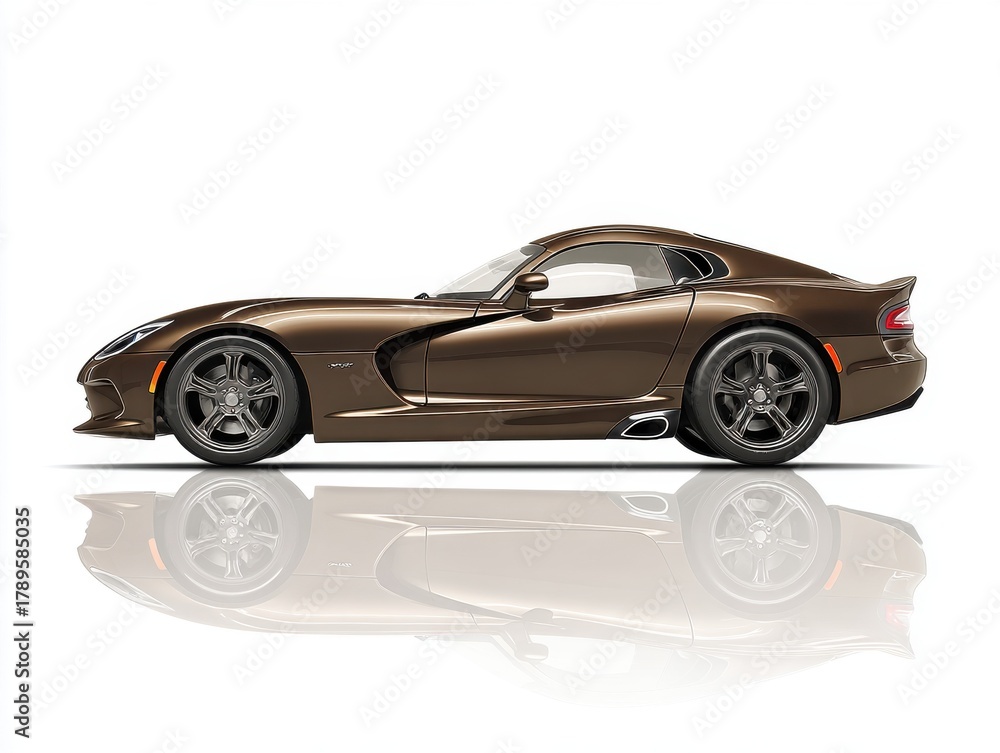 Naklejka premium Bronze Metallic Sports Car Profile on White Background