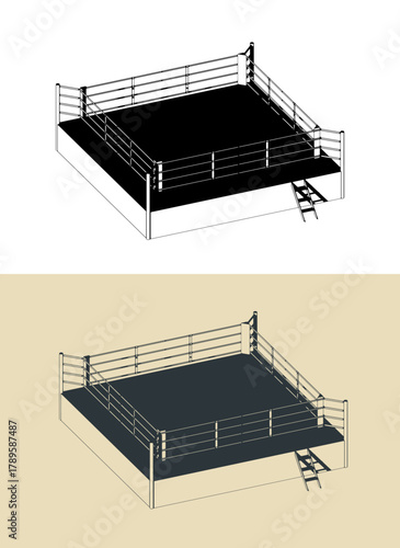 Boxing ring illustrations
