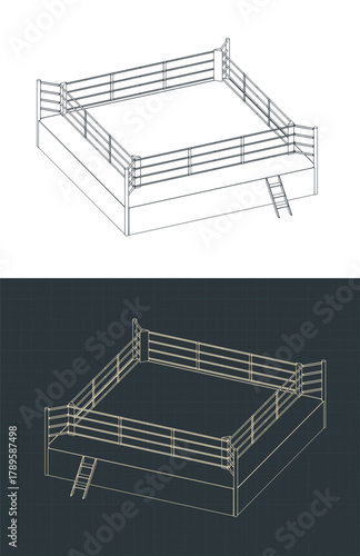Boxing ring isometric drawings