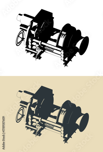 Tug boat winch illustrations