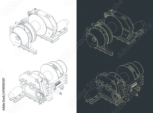 Tug boat winch isometric drawings