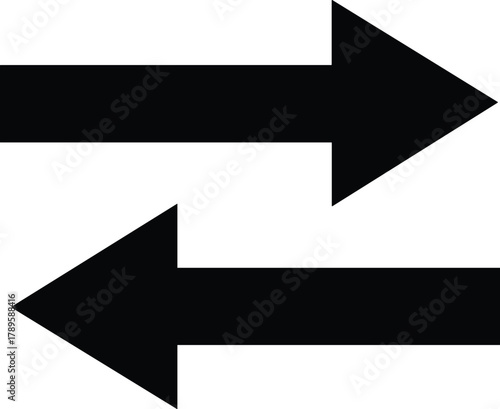 Two solid black arrows pointing in opposite directions on white background left arrow