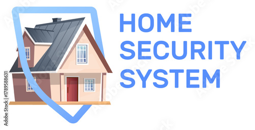 House surrounded by protective shield. Real estate insurance. Residential building protect. Architecture safety. Apartment guard. Vector concept of security system for house protection