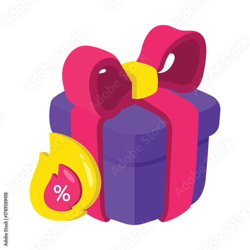 Gift box with Black Friday discount theme Vector Icons
