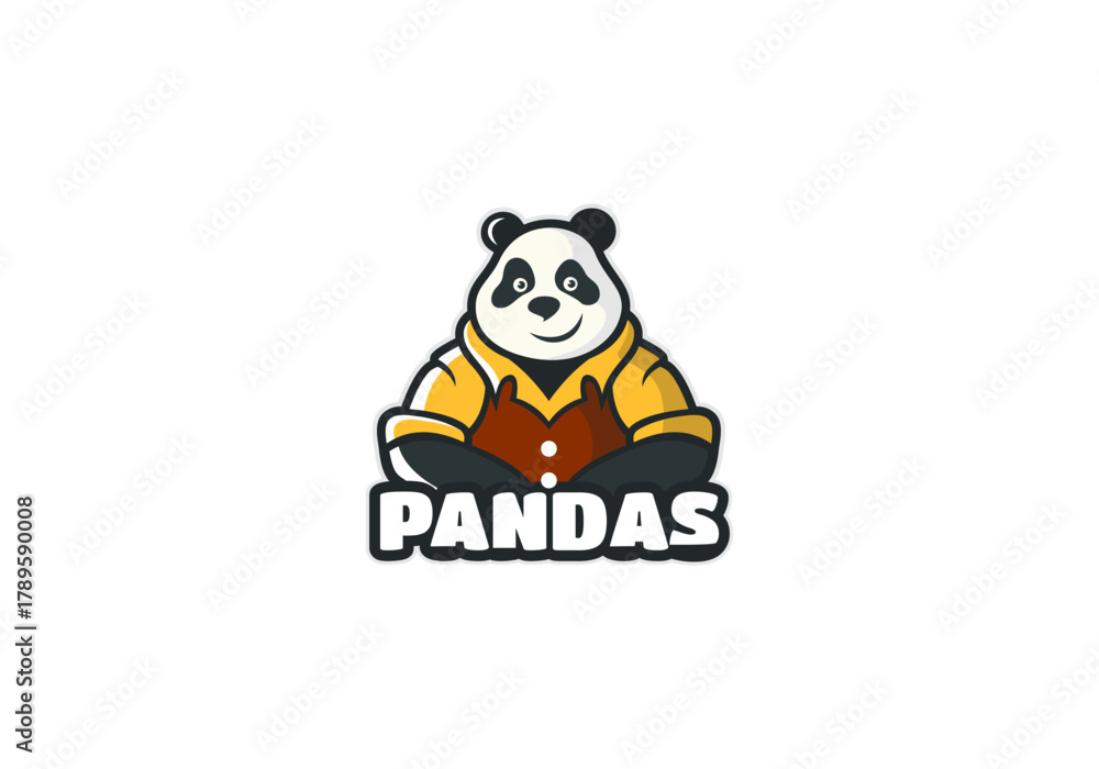 Naklejka premium Panda Worker Mascot Logo Template Vector Illustration Design