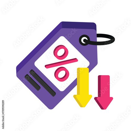 Price cutting and discount saving illustration Vector Icons

