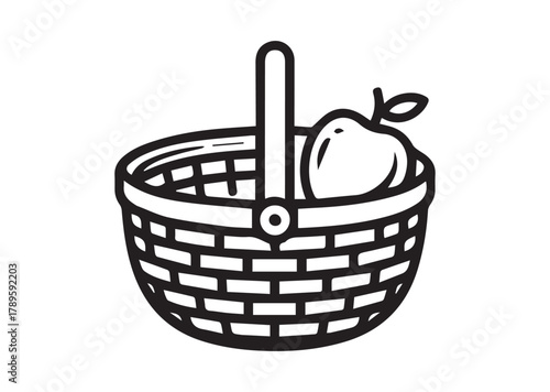 Food basket line art vector