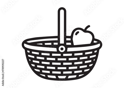 Food basket line art vector
