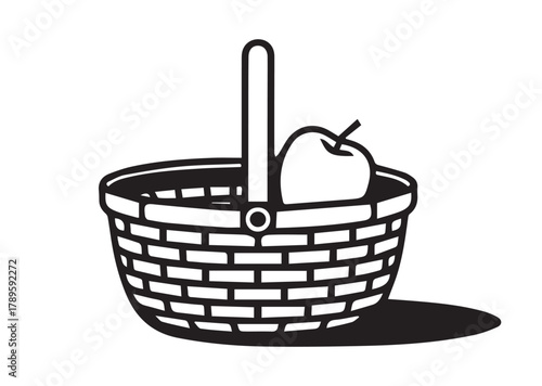 Food basket line art vector