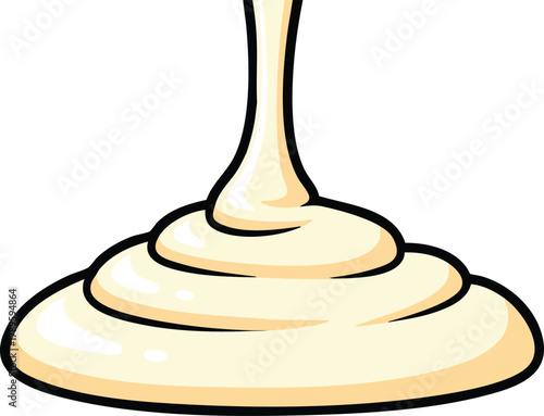 Creamy White Liquid Pouring and Pooling in a Swirled Pattern on a Plain Background