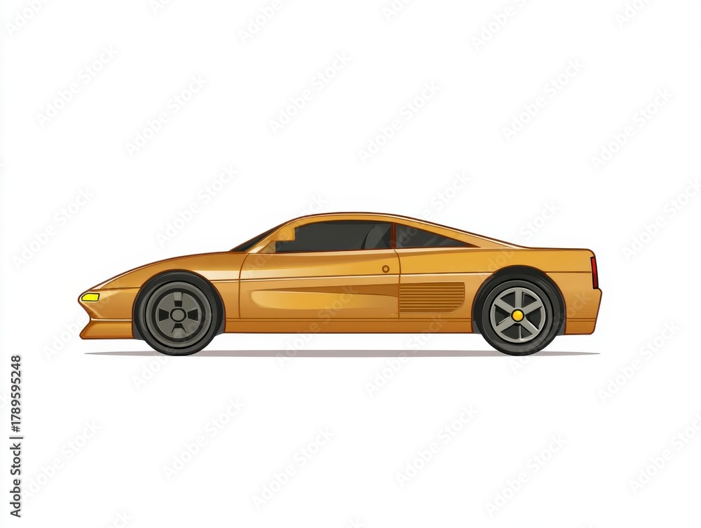 Fototapeta premium Gold Sports Car Pixel Art Side Profile