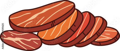 Pixel Art Slices of Raw Meat Steak Salmon Illustration Red Brown Orange