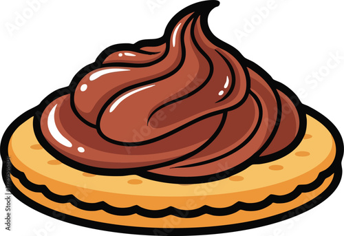 Pixel Art Cookie With Chocolate Spread Filling Isolated On White Background