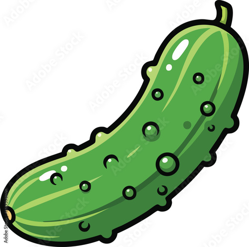 Green Pickle With Bumps and Highlights Isolated On White Background