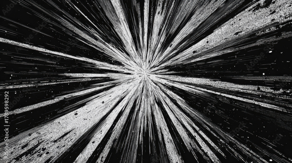 Obraz premium Explosive Starburst Abstract Lines Texture in Black and White