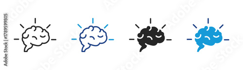 Brain icon set multiple style collection