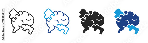 Puzzle icon set multiple style collection