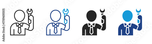 Engineer icon set multiple style collection