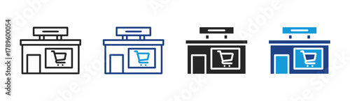 Store icon set multiple style collection
