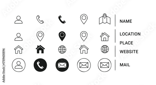 Vector illustration of contact information icons