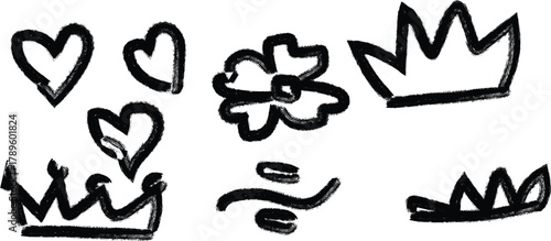 Sketched Hearts, Crowns, Floral