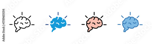 Brain icon set multiple style collection