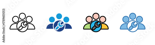 Team icon set multiple style collection