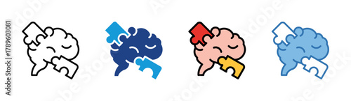 Puzzle icon set multiple style collection