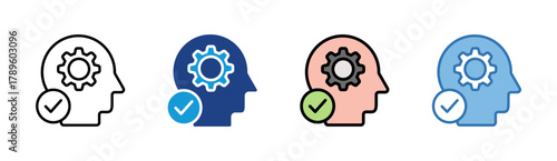 Process icon set multiple style collection