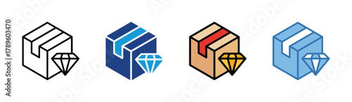 Package icon set multiple style collection