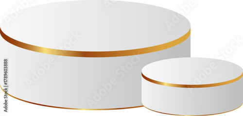 minimal white and gold podium with round frame for elegant display