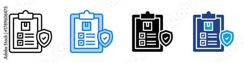 Insurance policy icon set multiple style collection