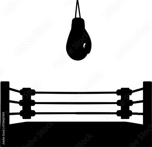 Boxing Gloves Silhouette  with vintage glove in the boxing ring