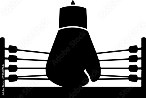 Boxing Gloves Silhouette  with vintage glove in the boxing ring