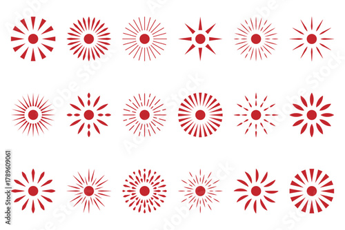 Sunburst, sun light ray. Vintage graphic set of light rays, sunburst and rays of sun. Star burst, light ray, sun ray, blast, shine, beam, glow, fire works classic vintage retro set. eps 10