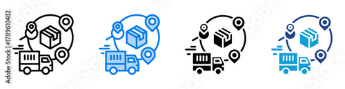 Shipment tracking icon set multiple style collection