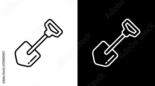 Shovel  White Icon Set Design