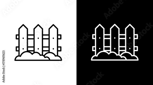 Fence  White Icon Set Design