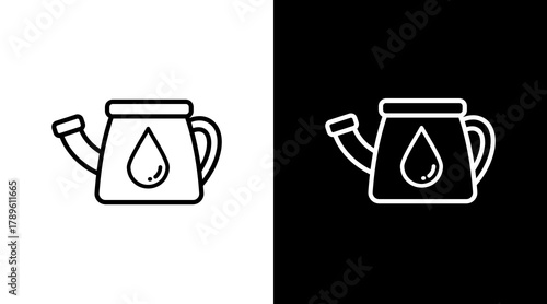 Watering Can  White Icon Set Design