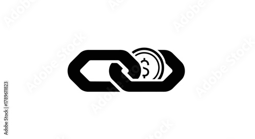 Blockchain icon with chain links and dollar coin simple flat vector symbol for cryptocurrency and finance applications isolated on white background